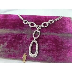 Monet Rhinestone Pendant Silver Tone Necklace, Vintage